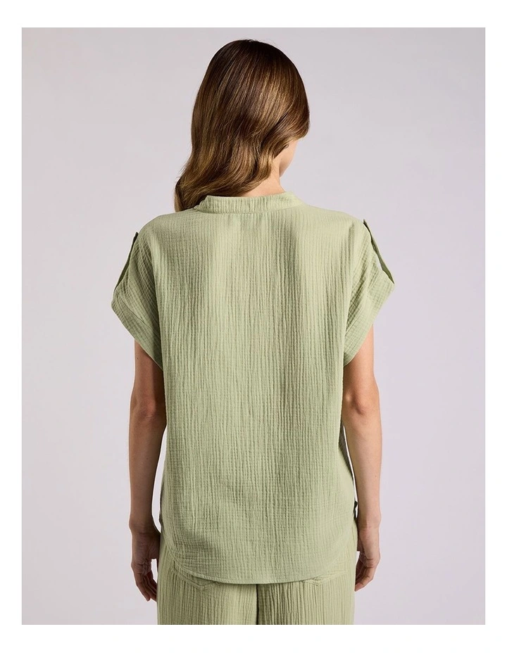 Maurine Cotton Crinkle Shirt in Sage image 3