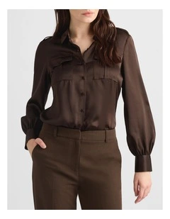 Oriana Silk Shirt in Hickory Brown
