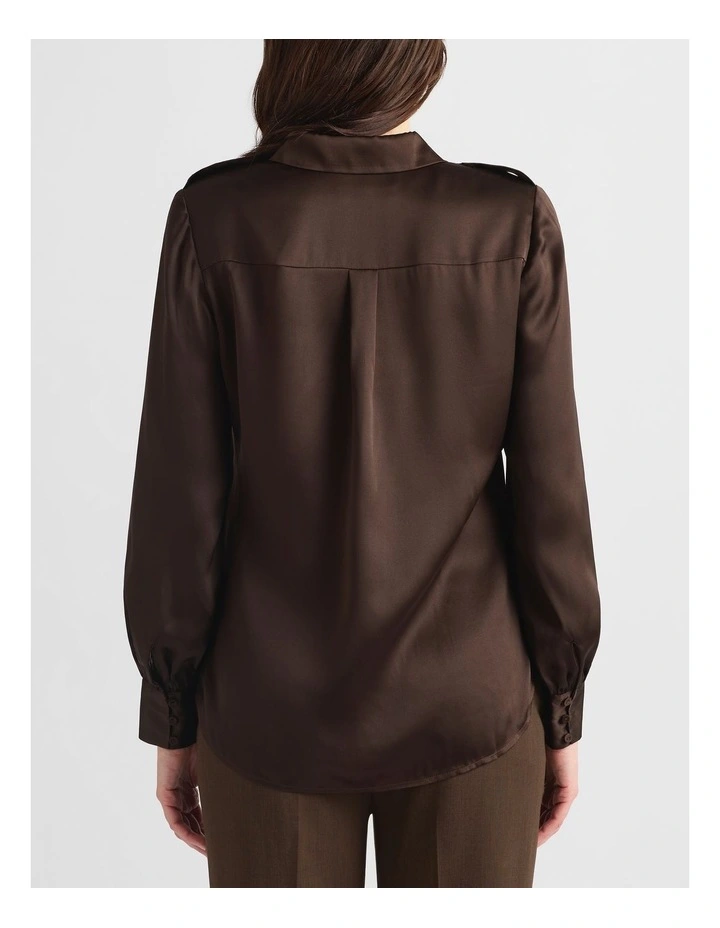 Oriana Silk Shirt in Hickory Brown image 3
