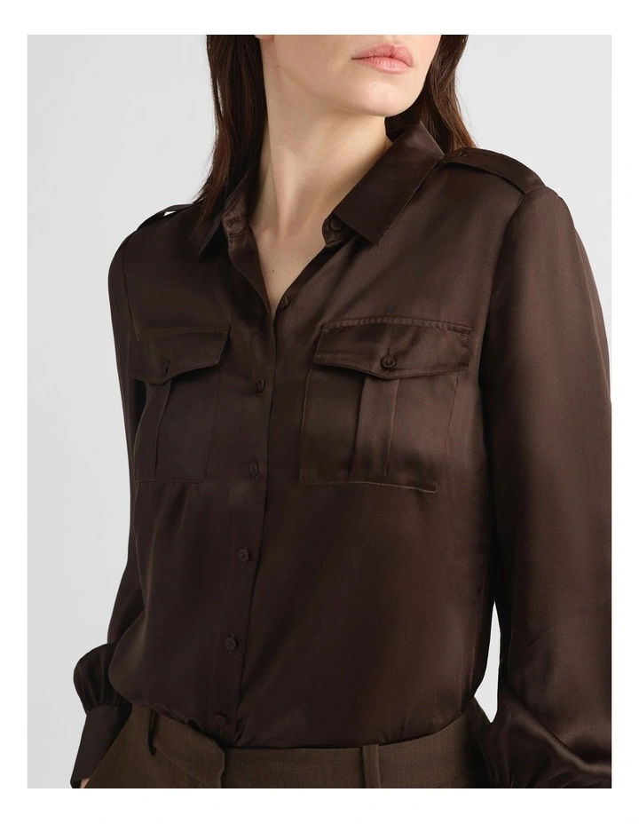 Oriana Silk Shirt in Hickory Brown image 4
