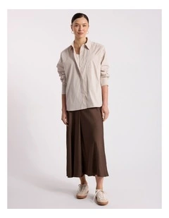 Latisha Cotton Shirt in Stone Stripe