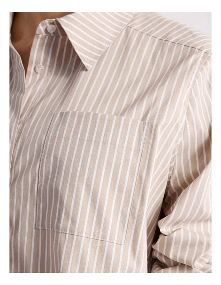 Latisha Cotton Shirt in Stone Stripe image 3