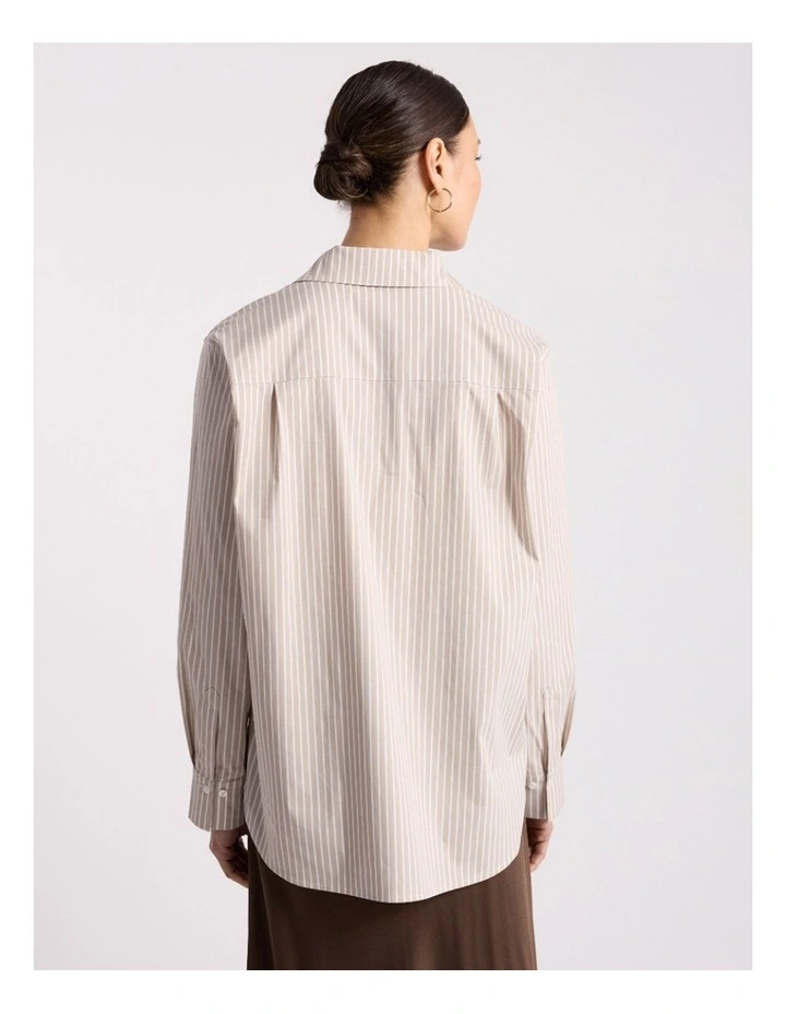 Latisha Cotton Shirt in Stone Stripe image 4