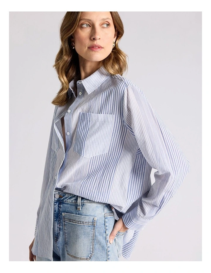 Ikeda Overshirt in Blue Stripe image 3