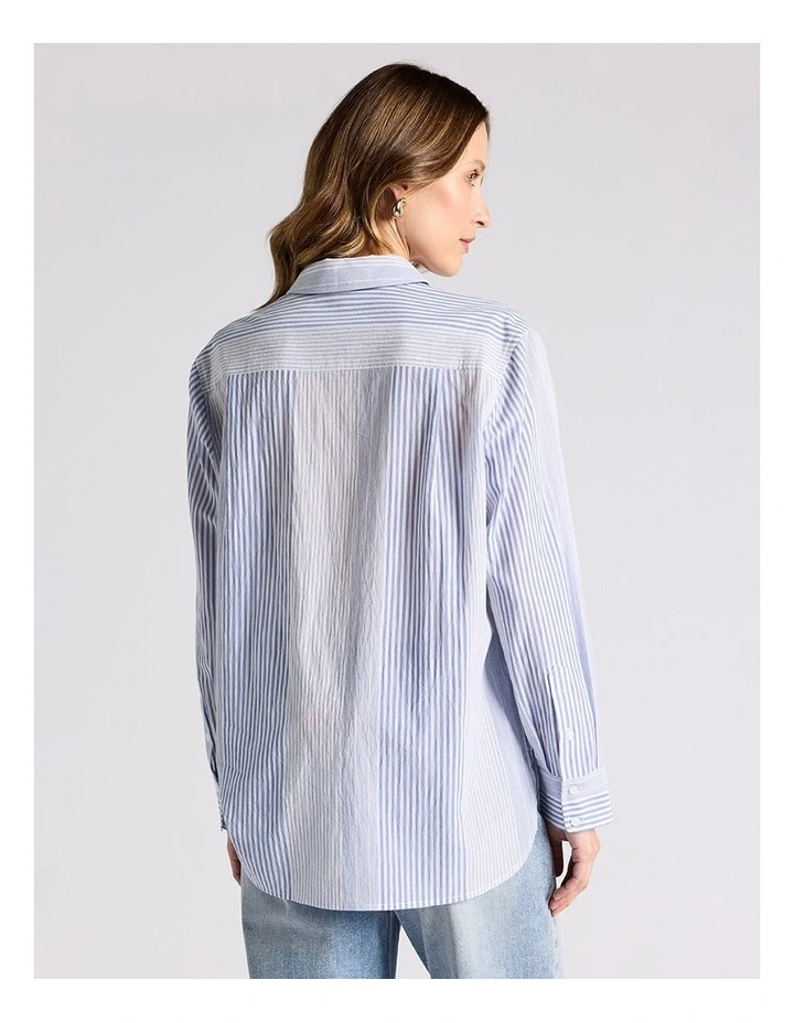 Ikeda Overshirt in Blue Stripe image 4