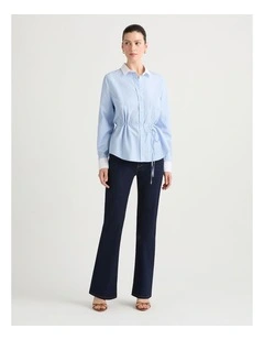 Aiden Cotton Shirt in Blue Stripe
