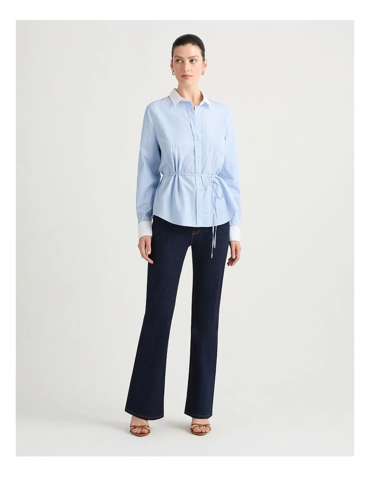 Aiden Cotton Shirt in Blue Stripe image 1
