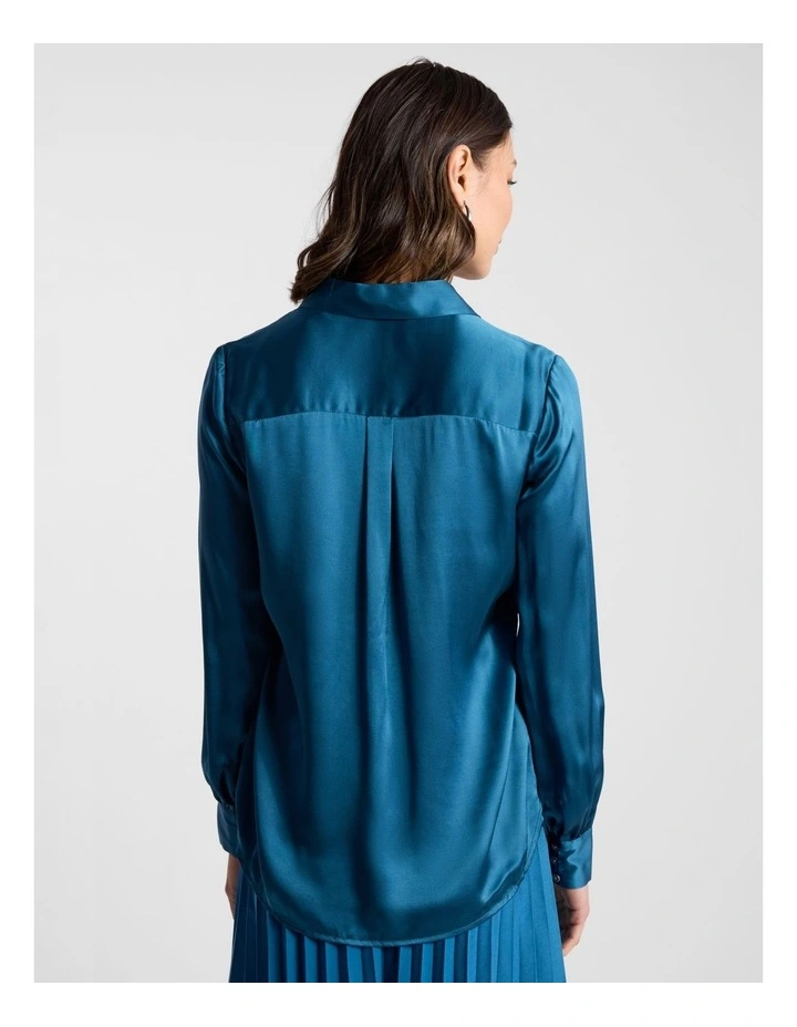 Archibald Silk Shirt in Prussian Blue image 3