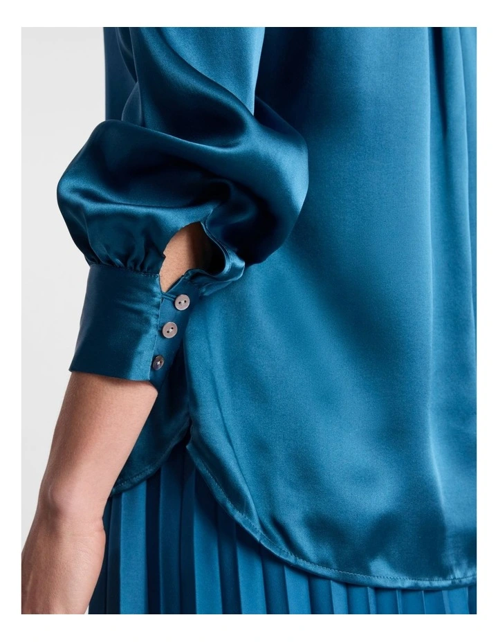 Archibald Silk Shirt in Prussian Blue image 4