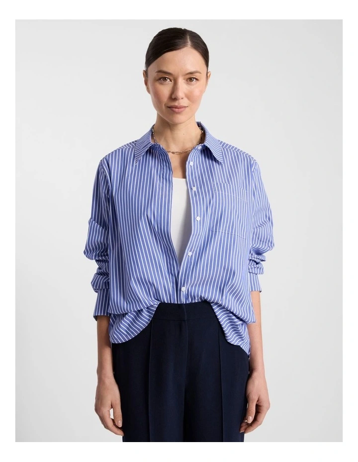 Latisha Cotton Shirt in Blue Stripe image 1