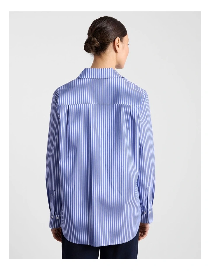 Latisha Cotton Shirt in Blue Stripe image 3