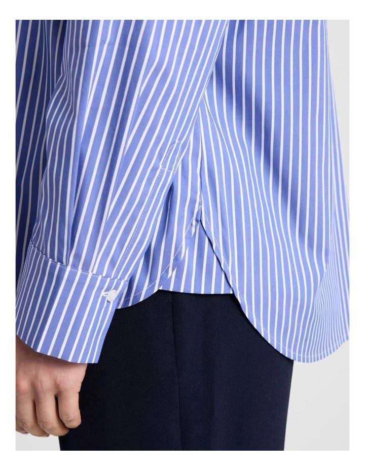Latisha Cotton Shirt in Blue Stripe image 4