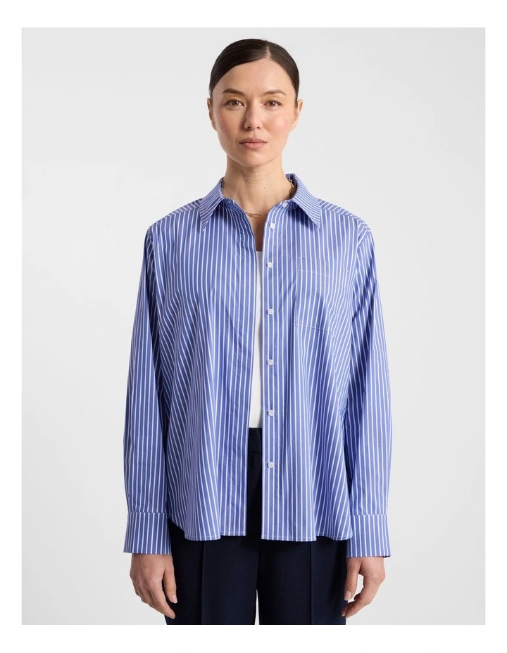 Latisha Cotton Shirt in Blue Stripe image 5