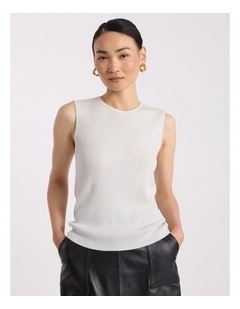 Natalia Shimmer Knit Tank Ivory in Ivory