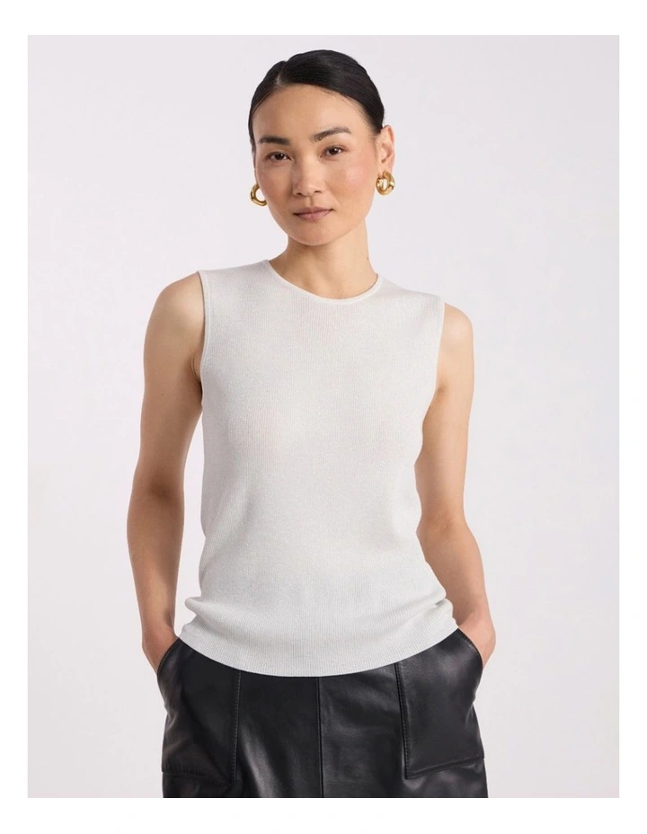 Natalia Shimmer Knit Tank Ivory in Ivory image 1