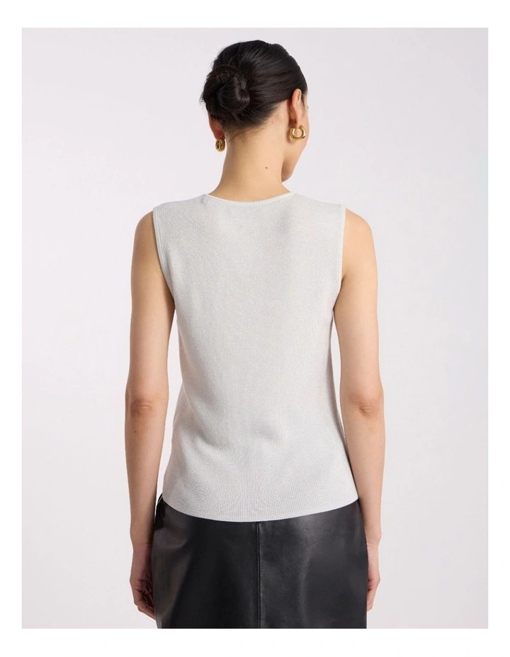 Natalia Shimmer Knit Tank Ivory in Ivory image 4