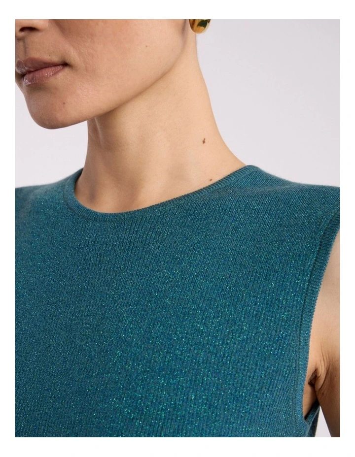 Natalia Shimmer Knit Tank in Pine Green image 3