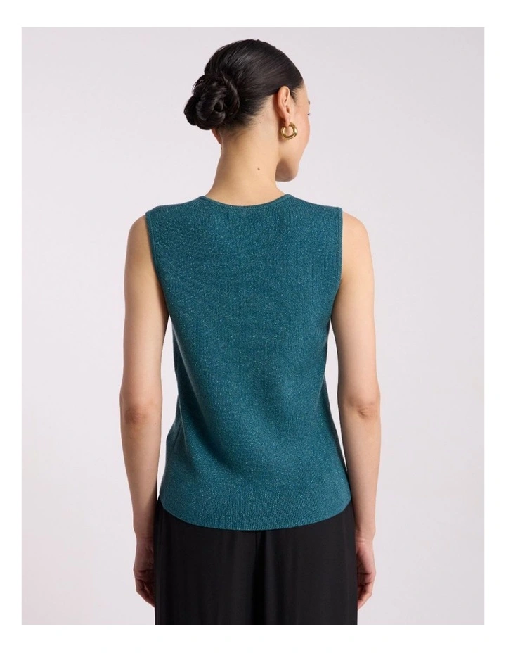 Natalia Shimmer Knit Tank in Pine Green image 4
