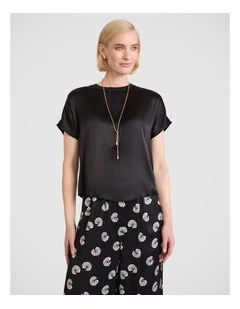 Betty Silk Front Tee in Black