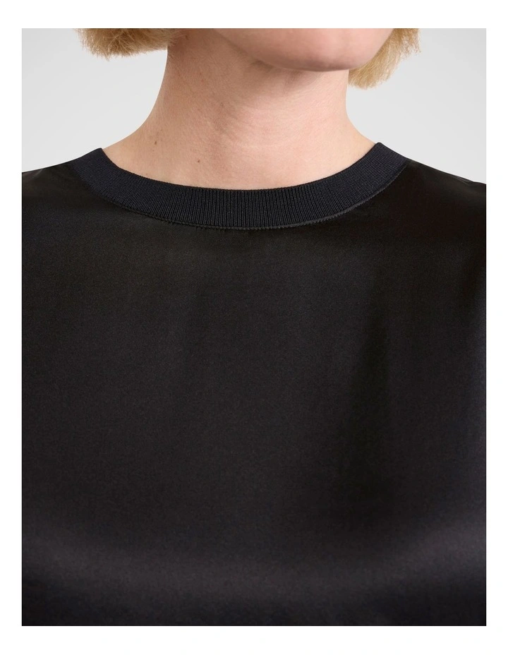 Betty Silk Front Tee in Black image 3