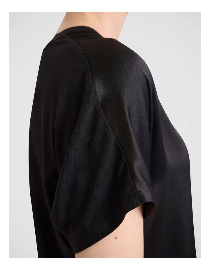Betty Silk Front Tee in Black image 4