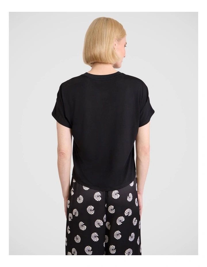 Betty Silk Front Tee in Black image 5