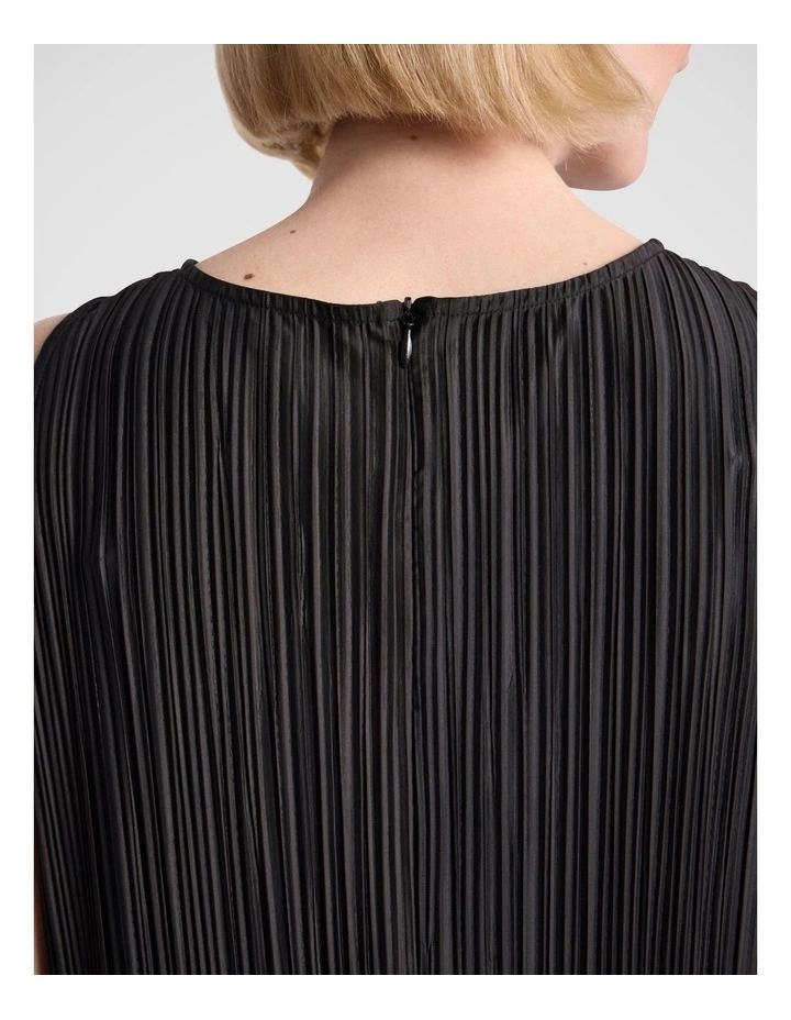 Tauri Pleat Jersey Top in Black image 4