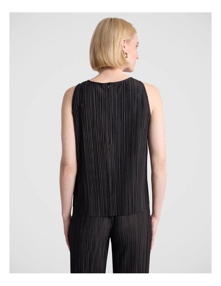 Tauri Pleat Jersey Top in Black image 5