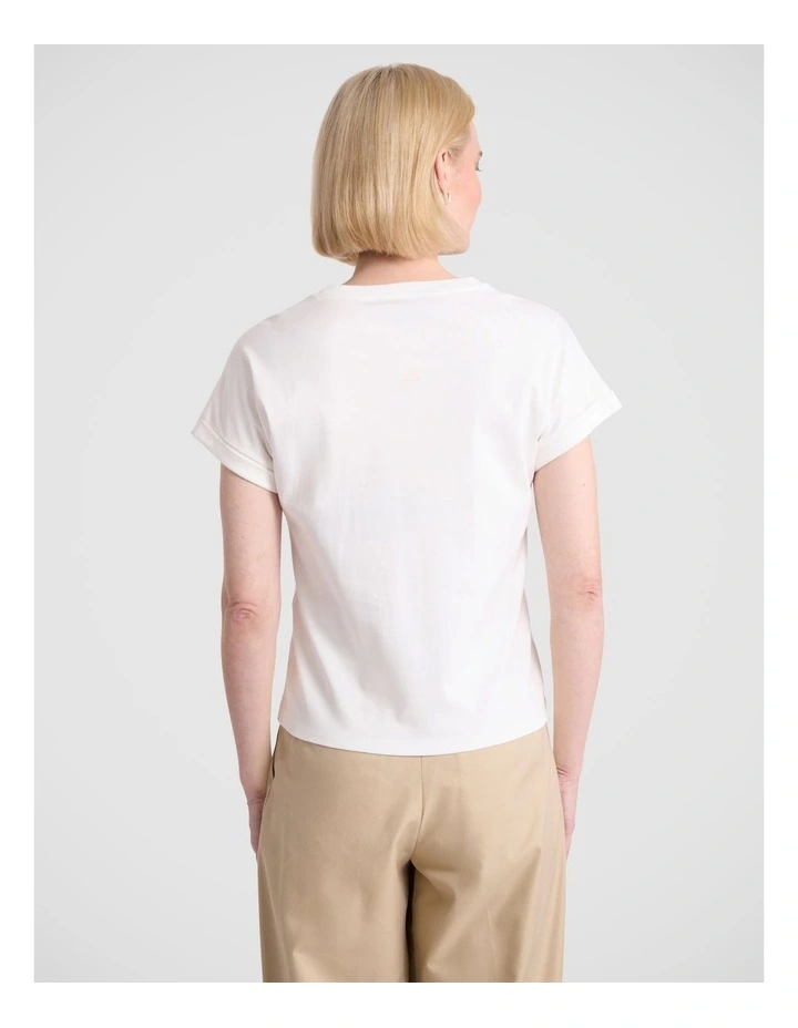 Daisy Mercerised Cotton Tee in Ivory image 4