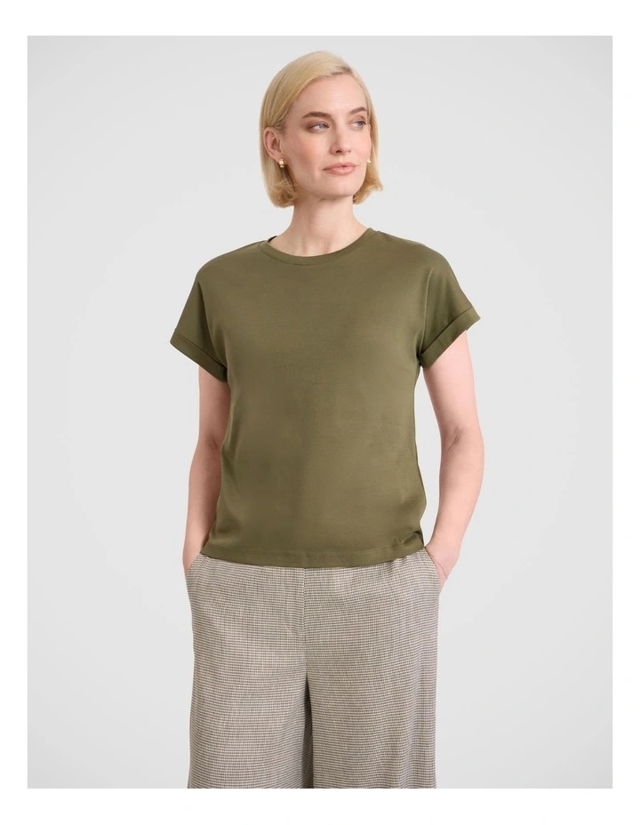 Daisy Mercerised Cotton Tee in Fern image 2
