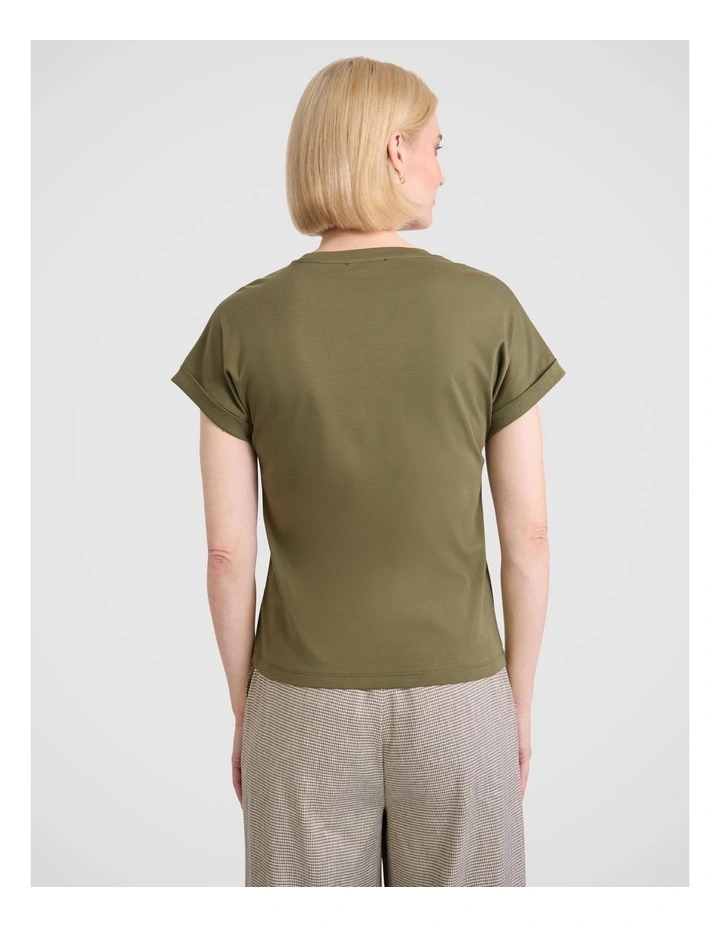 Daisy Mercerised Cotton Tee in Fern image 4