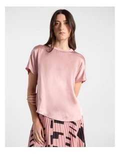 Betty Silk Front Tee in Rose