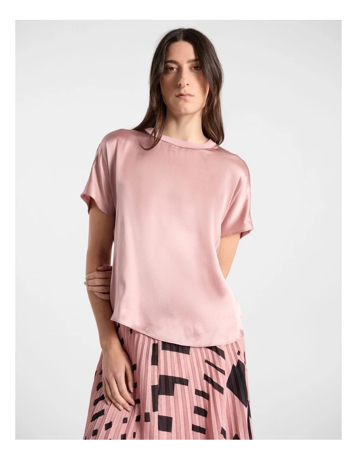 Betty Silk Front Tee in Rose image 2