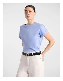 Daisy Mercerised Cotton Tee in Hyams Blue