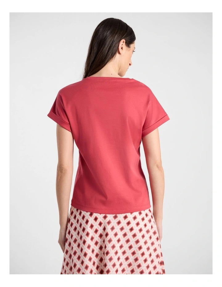 Daisy Mercerised Cotton Tee in Watermelon image 3