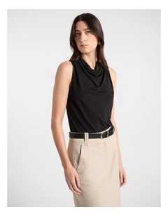 Irma Cowl Neck Top in Black