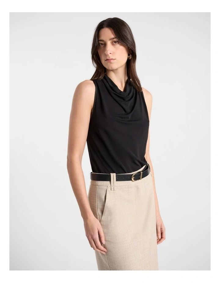 Irma Cowl Neck Top in Black image 1