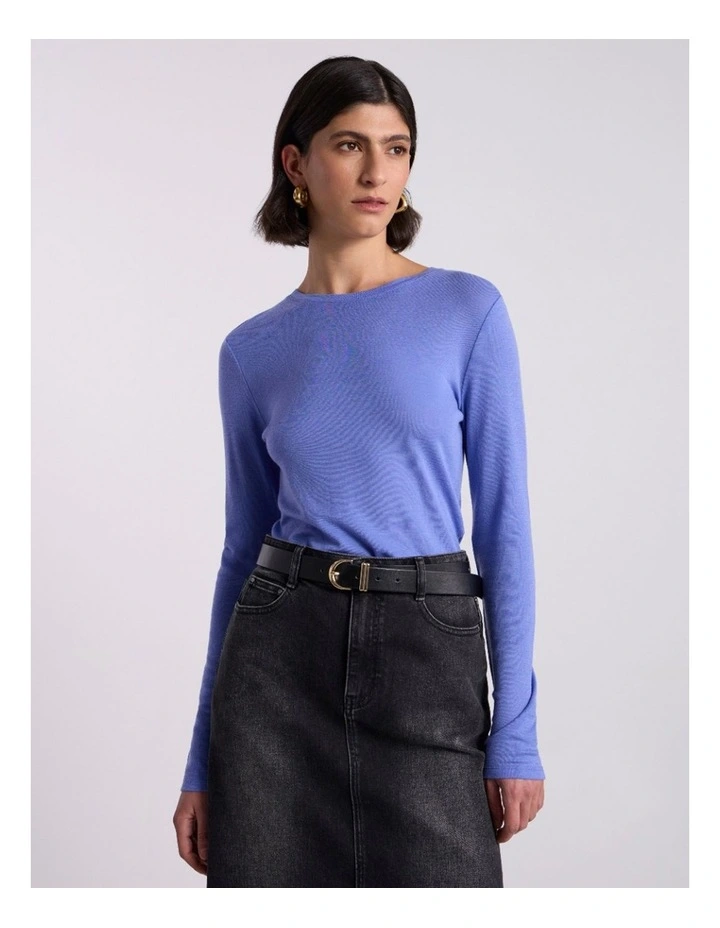 Lorelai Long Sleeve Babywool Top in Periwinkle image 2