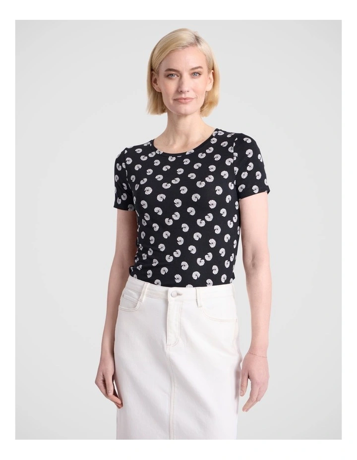 Roberta Bamboo Tee in Black Multi image 2