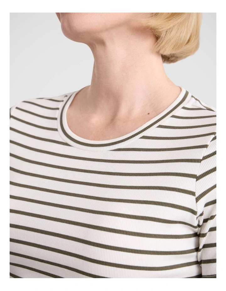 Monty Scoop Neck Tee in Fern Stripe image 3