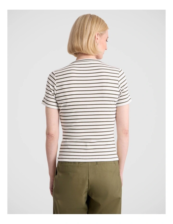Monty Scoop Neck Tee in Fern Stripe image 4