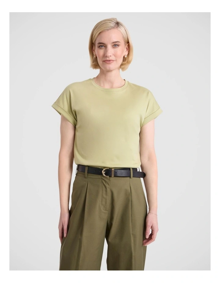 Daisy Mercerised Cotton Tee in Grass Green image 2