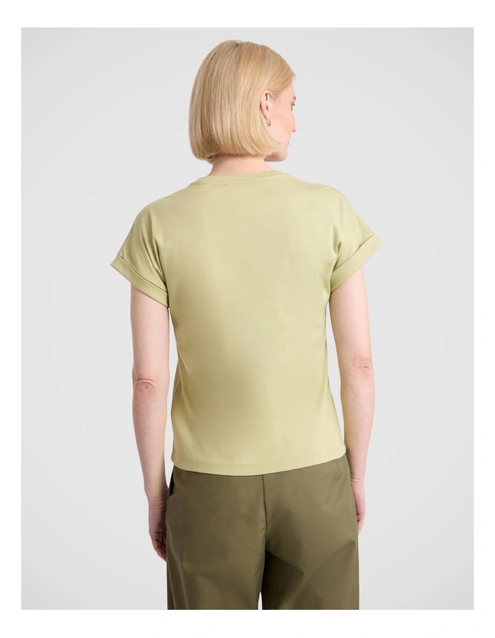 Daisy Mercerised Cotton Tee in Grass Green image 4
