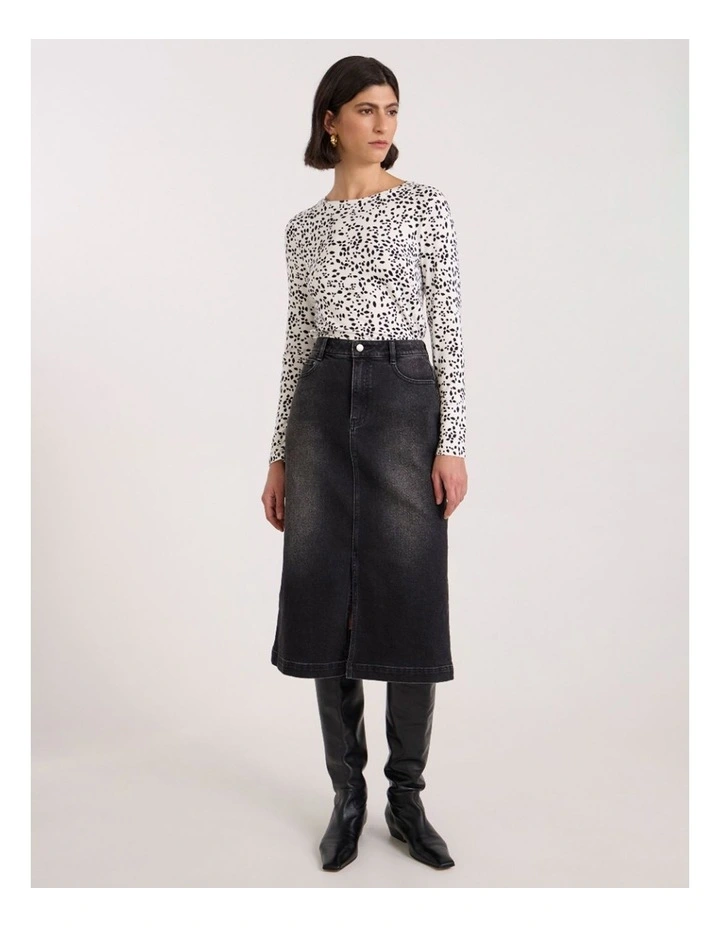 Helena Bamboo Top in Ivory/Black image 1