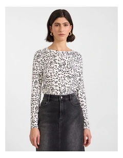 Helena Bamboo Top in Ivory/Black
