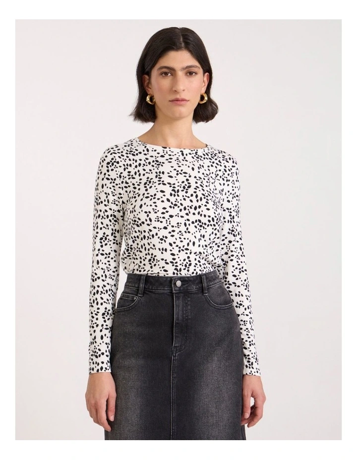 Helena Bamboo Top in Ivory/Black image 2