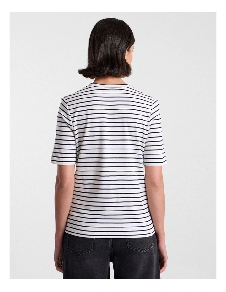 Elena V Neck Tee in Black Stripe image 3