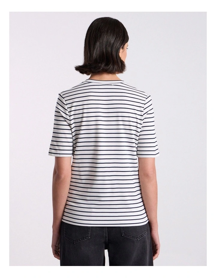 Elena V Neck Tee in Black Stripe image 4