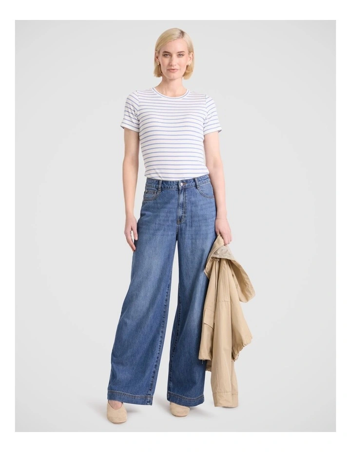 Monty Scoop Neck Tee in Hyams Stripe image 1