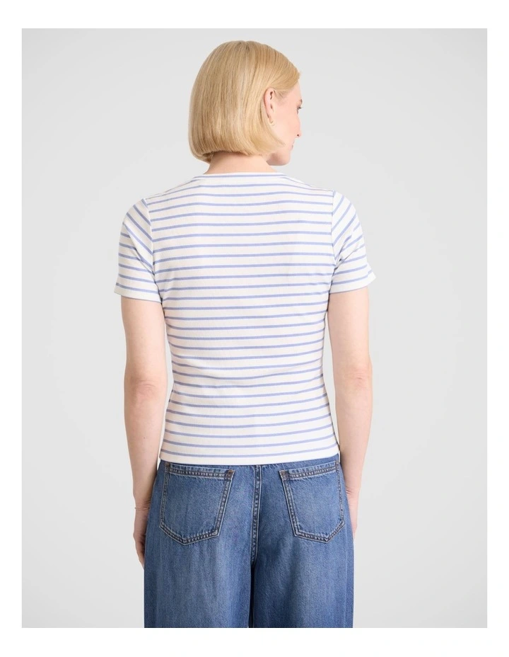 Monty Scoop Neck Tee in Hyams Stripe image 4